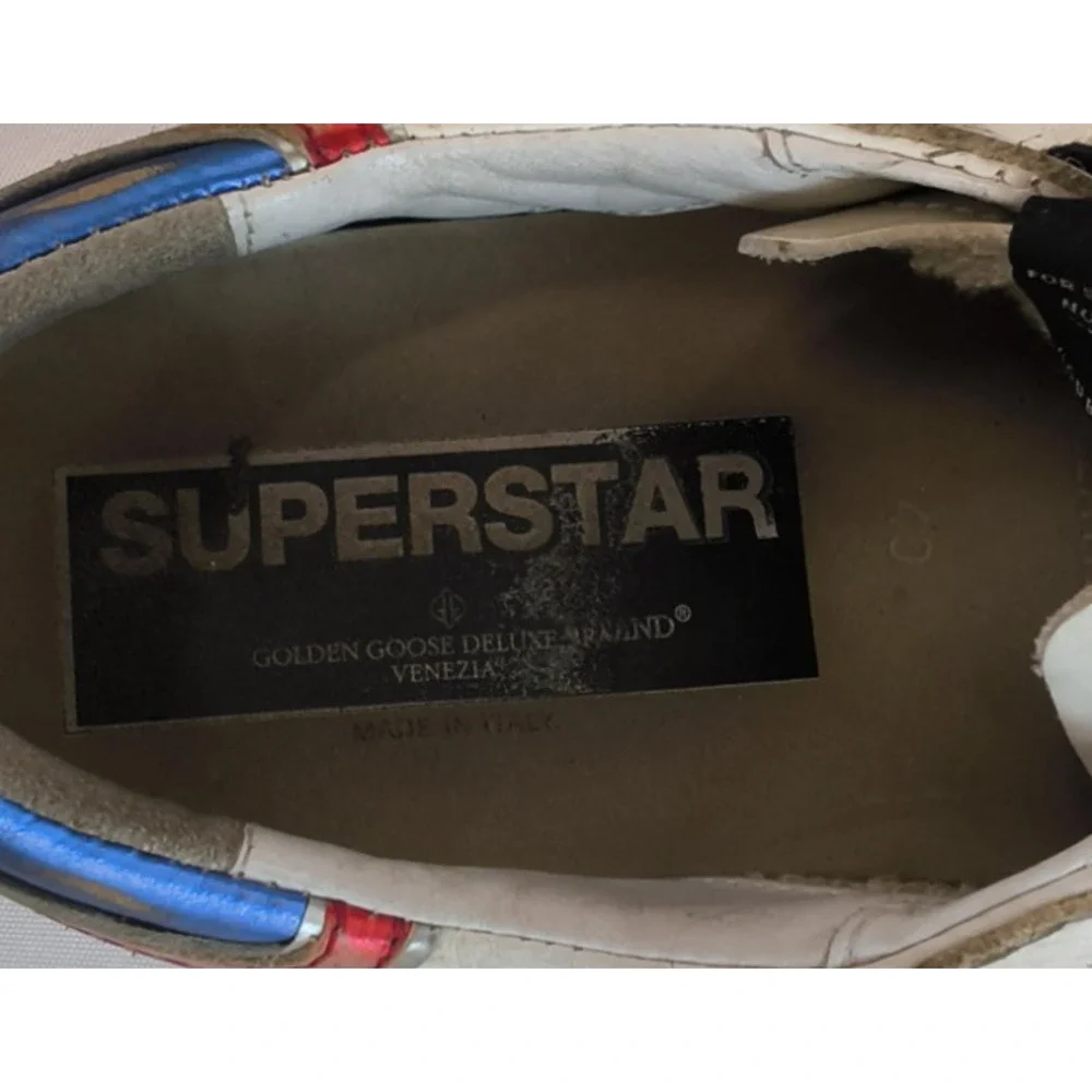 Golden Goose Superstar Sneakers Men's 40 (US7.5) Leather Red/White/Blue #W5252